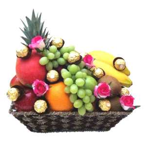 Chocolate Only and Roses Fruit Basket